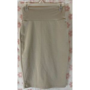 Silhouette NY Beige Ribbed Pencil Skirt Elastic Waist Office‎ Wear Medium